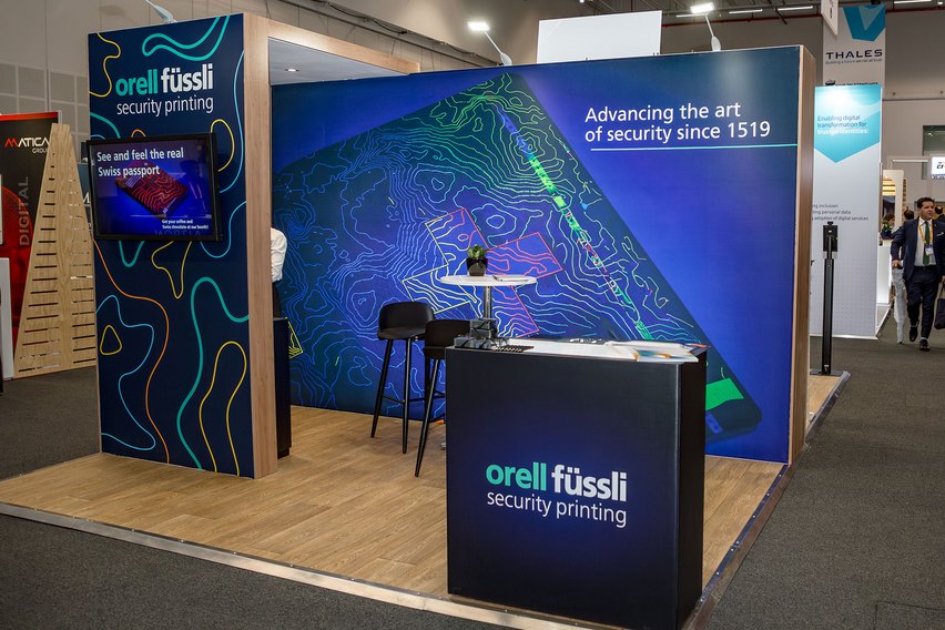 Mietmessestand in Südafrika, Capetown. Promotion für unsere sicheren Pässe und Noten