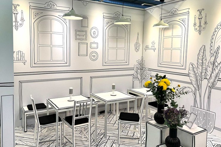 Detailgetreue, dreidimensionale Zeichnung als Standauftritt an der SOHC in Basel