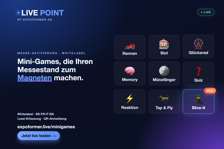 Mini-Games zur Aktivierung von Messeständen.