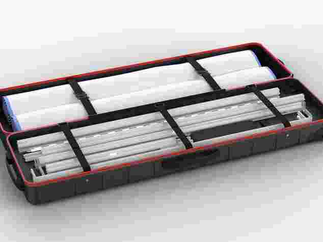 Der speziell entwickelte Leichtschalen-Koffer ist mit Karbonfasern verstärkt 