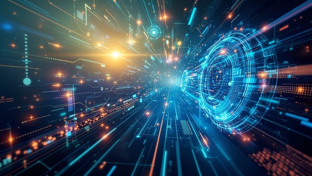 Digitale Datenströme in Bewegung.