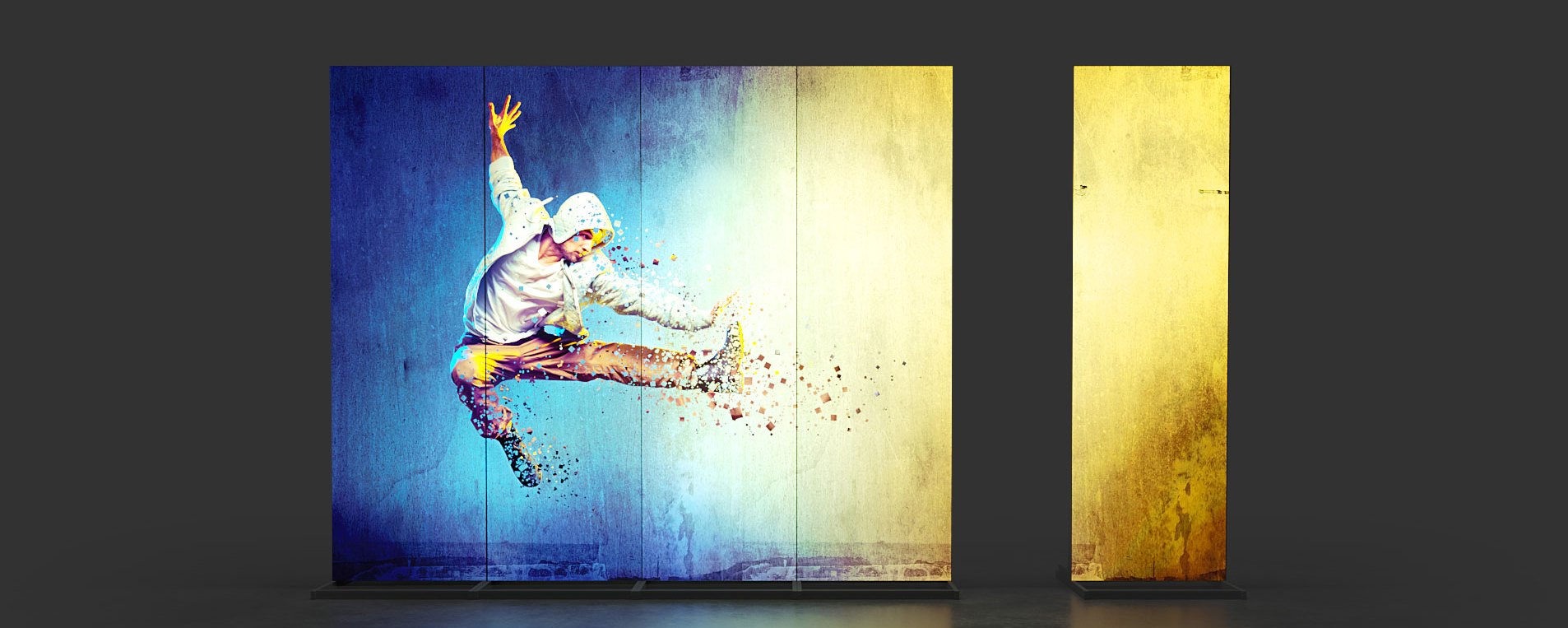 LEDmotion Videowall - Eine Videowand, die Sie modulartig zusammenbauen können. Die integrierten Player sorgen dafür, dass Sie kein Spezialwissen für die einfache Handhabung brauchen.