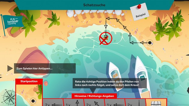 Eine Schatzkarte mit Anweisungen zur Schatzsuche.