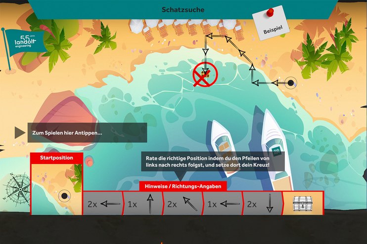 Eine Schatzkarte mit Anweisungen zur Schatzsuche.